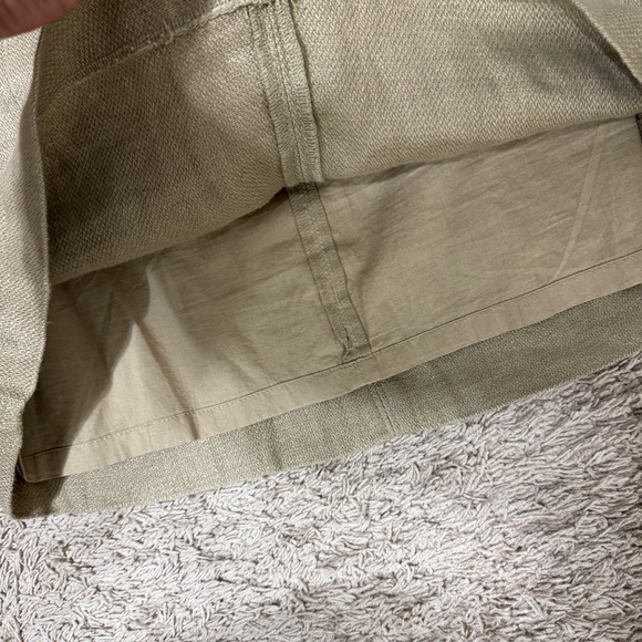 LOFT Linen Mini Skirt Patch Pockets Dark Beige size 6 Minimalist Casual Festival - Picture 5 of 10